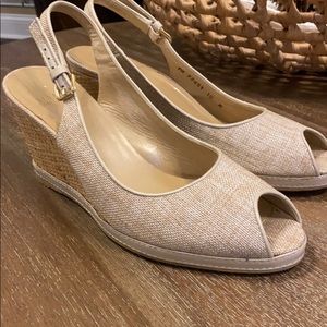 Stuart Weitzman worn once wedge linen type